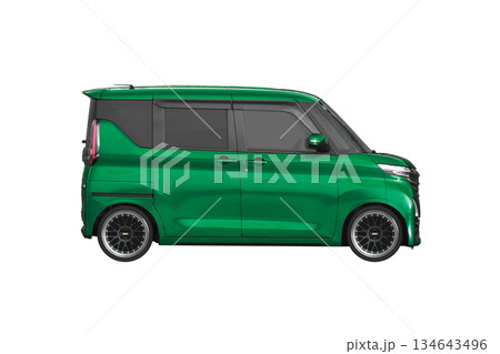 約30mmローダウンで17インチ社外ホイールを履いた軽乗用車（縮尺：XLサイズで1px＝約1mm） 134643496
