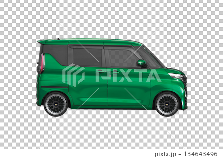 約30mmローダウンで17インチ社外ホイールを履いた軽乗用車（縮尺：XLサイズで1px＝約1mm） 134643496