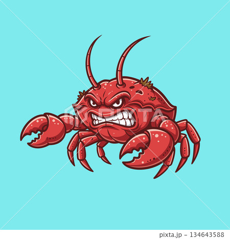 Angry Crab Character Seafood Restaurant Logo Vector Template Angry Crab Character Seafood Restaurant Logo Vector Template 134643588