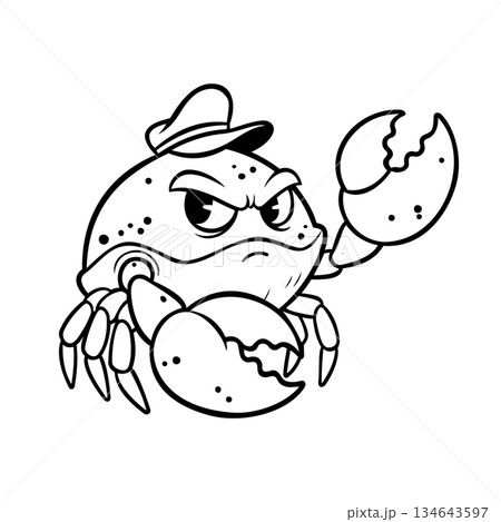 Line Captain Crab Character Seafood Restaurant Logo Vector Template Line Captain Crab Character Seafood Restaurant Logo Vector Template 134643597