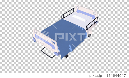 斜めから見た病院のベッドのイラスト 134644047