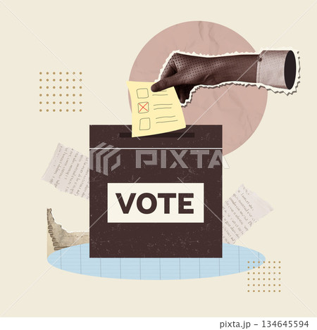 Civic engagement through voting ballot box illustration. Vector illustration 134645594