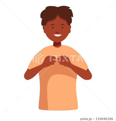 Young man is feeling grateful holding hands to chest 134646166