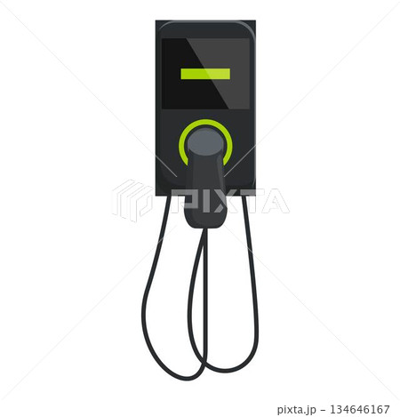 Electric vehicle charger displaying charging status on a white background Electric vehicle charger displaying charging status on a white background 134646167