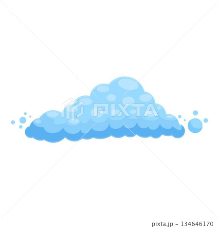 Cartoon soap suds with bubbles floating on white background 134646170