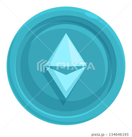 Ethereum cryptocurrency coin showing the digital currency Ethereum cryptocurrency coin showing the digital currency 134646193