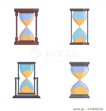 Set of four flat style hourglass icons Set of four flat style hourglass icons 134646202