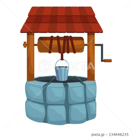 Cartoon well is waiting for someone to draw fresh water Cartoon well is waiting for someone to draw fresh water 134646235