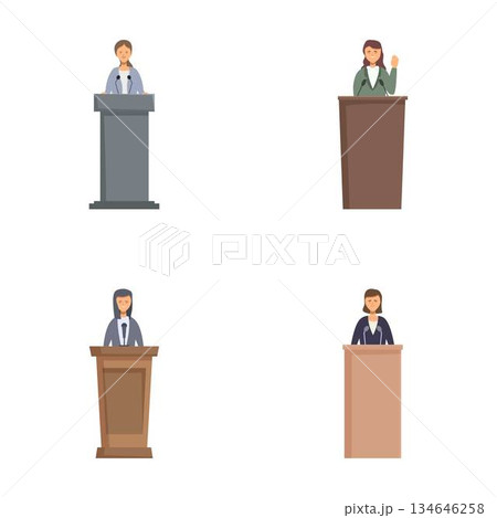 Diverse set of business people public speaking 134646258