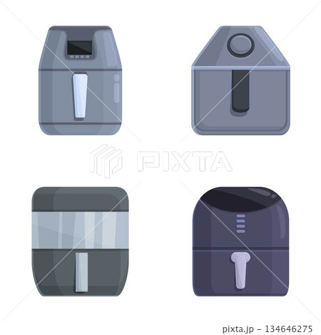 Set of modern air fryers icons 134646275