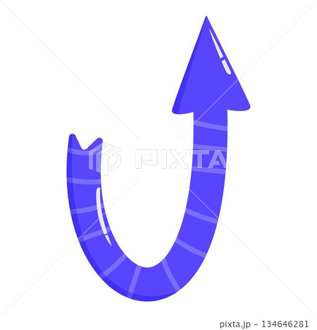 Blue u turn arrow pointing upwards, symbolizing change of direction Blue u turn arrow pointing upwards, symbolizing change of direction 134646281