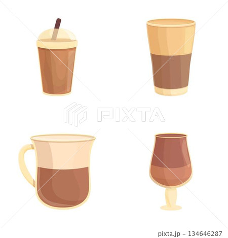 Assorted coffee drinkware illustration set 134646287