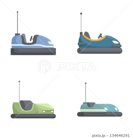 Collection of colorful bumper car illustrations, isolated on a white background Collection of colorful bumper car illustrations, isolated on a white background 134646291