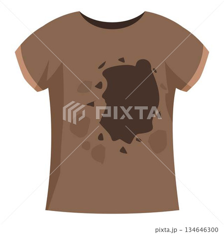 Brown t shirt with dirt stains showing hard work 134646300