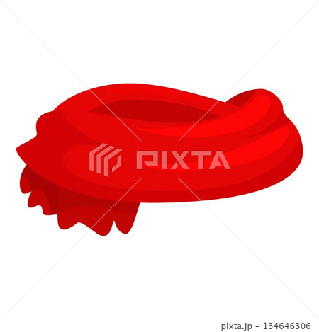 Red silk scarf waving on white background 134646306