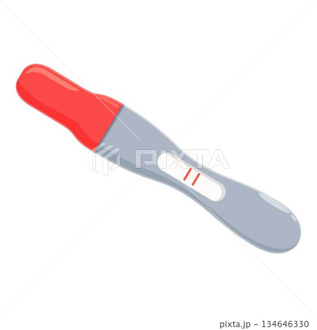 Positive pregnancy test showing two red lines confirming pregnancy 134646330