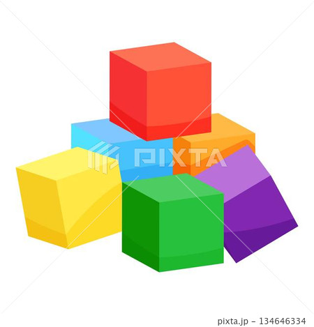 Colorful 3d geometric blocks isolated Colorful 3d geometric blocks isolated 134646334