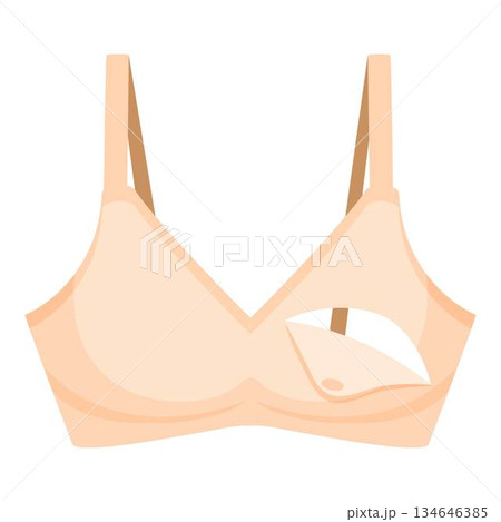 Beige nursing bra for breastfeeding mothers providing comfort and support Beige nursing bra for breastfeeding mothers providing comfort and support 134646385