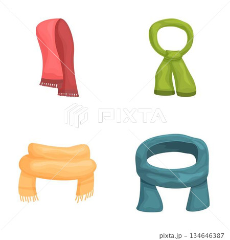 Set of colorful scarves illustrations 134646387