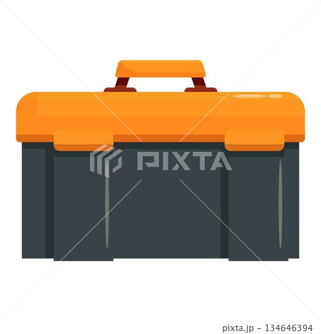 Closed plastic toolbox is waiting for hard work in garage Closed plastic toolbox is waiting for hard work in garage 134646394