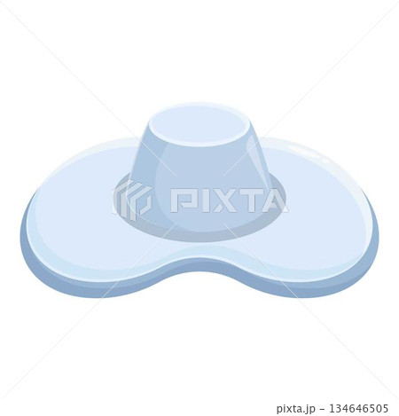 Wide brimmed summer hat protecting from sun while relaxing on beach 134646505