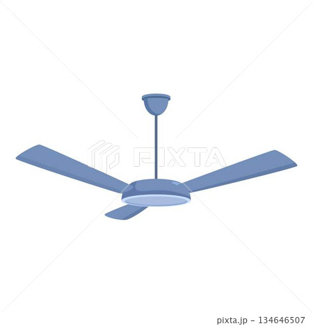 Modern ceiling fan rotating, providing cooling breeze in room Modern ceiling fan rotating, providing cooling breeze in room 134646507