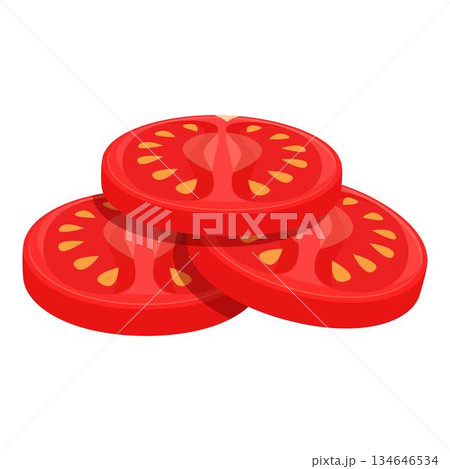 Tomatoes slices for burger icon cartoon vector. Fast food Tomatoes slices for burger icon cartoon vector. Fast food 134646534