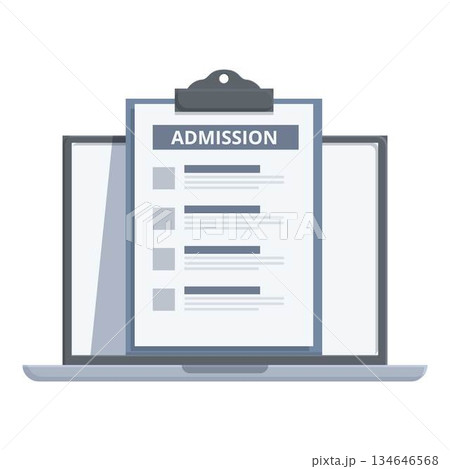 Flat design of a clipboard with admission form on a laptop screen 134646568