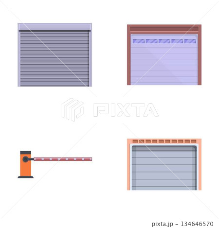 Automatic gate icons set cartoon vector. Various gate and turnstile 134646570