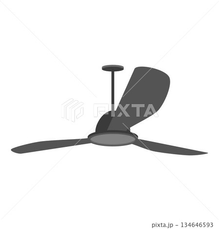Ceiling fan rotating, providing cooling air circulation 134646593