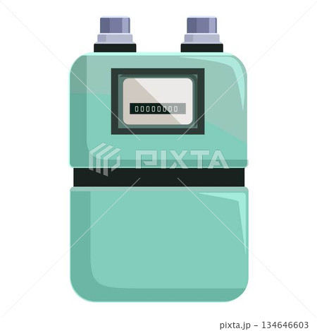 Green gas meter measuring gas consumption 134646603