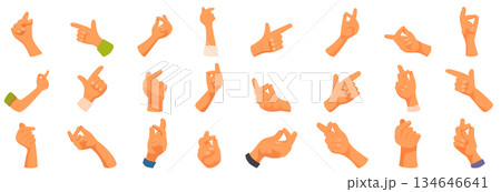 Easy finger icons set cartoon vector. Hand gesture 134646641
