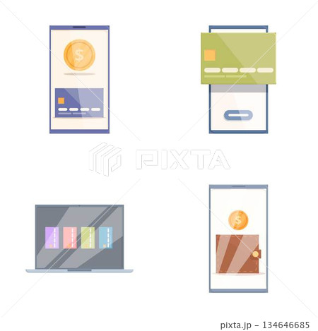Collection of colorful financerelated digital icons including online banking and credit card Collection of colorful financerelated digital icons including online banking and credit card 134646685