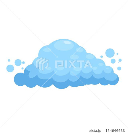Fluffy soap suds creating a cloud like shape, a cartoon illustration of hygiene and cleanliness Fluffy soap suds creating a cloud like shape, a cartoon illustration of hygiene and cleanliness 134646688