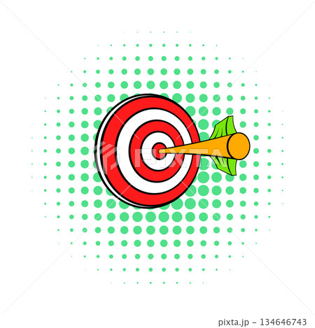 Target with arrow icon, comics style 134646743
