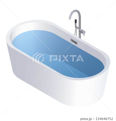 Round full water bathtub icon, isometric style 134646752