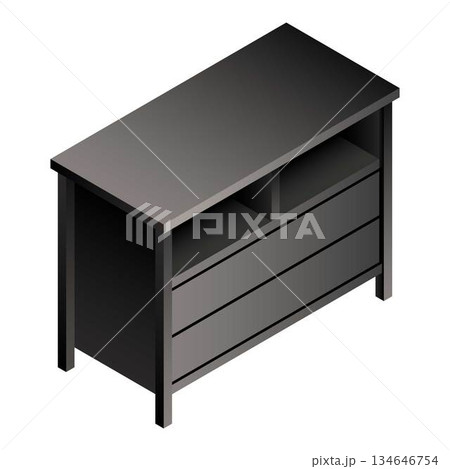 Black night stand icon, isometric style Black night stand icon, isometric style 134646754