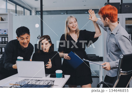 Multiracial business people having meeting Multiracial business people having meeting 134646855
