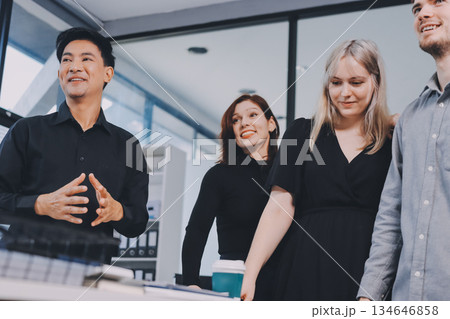 Multiracial business people having meeting 134646858