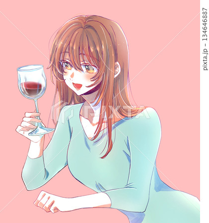 笑顔の女性　ワイン 134646887