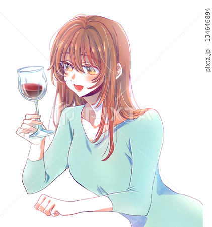 笑顔の女性 ワイン 笑顔の女性 ワイン 134646894