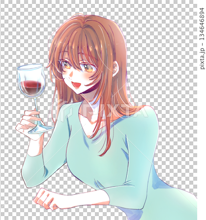 笑顔の女性 ワイン 笑顔の女性 ワイン 134646894