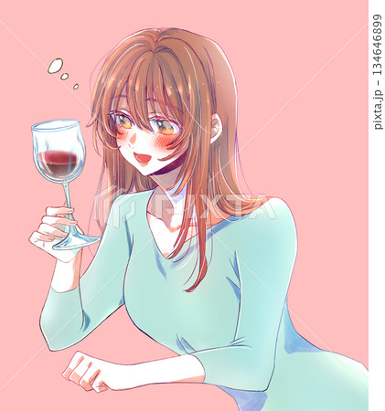 笑顔の女性 ワイン 酔う 笑顔の女性 ワイン 酔う 134646899