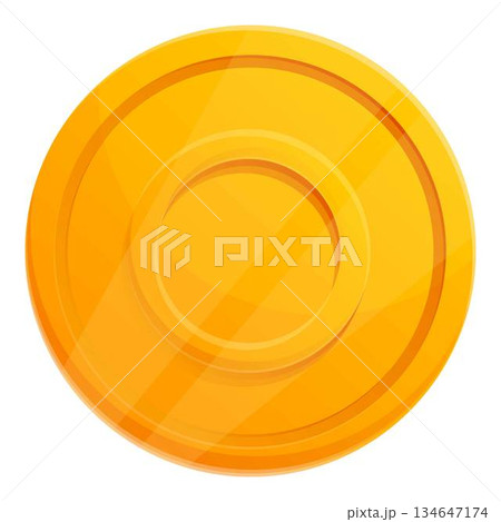 Circle gold token icon, cartoon style 134647174