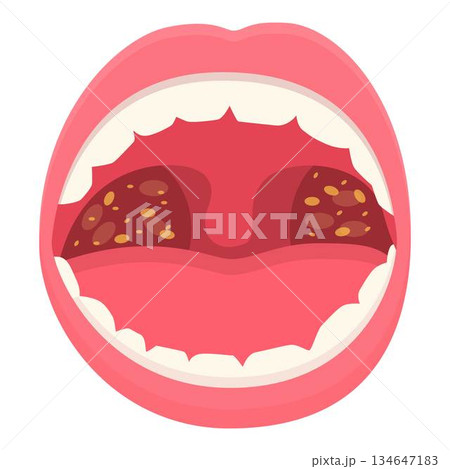 Medical pain mouth icon cartoon vector. Throat health 134647183