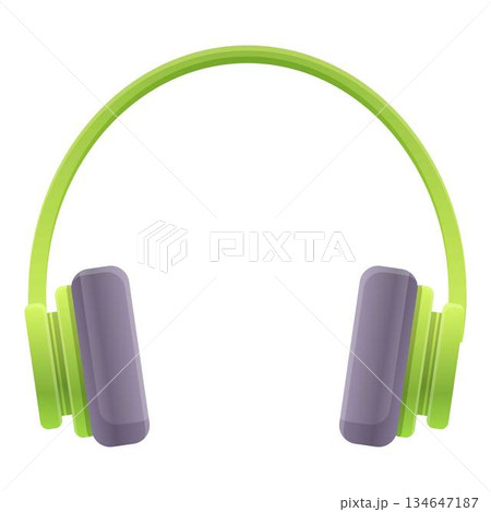 Green headphones icon, cartoon style 134647187