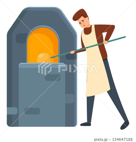 Professional glass blower icon, cartoon style 134647188
