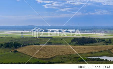 Aerial photograph of the Western Sydney Airport terminal 134647358