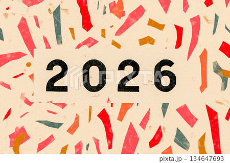 2026年 年賀・挨拶に使える紙吹雪背景素材 134647693