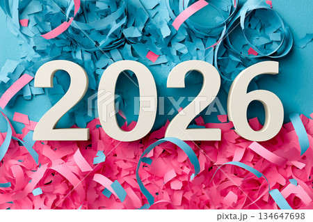 2026年 年賀・挨拶に使える紙吹雪背景素材 134647698